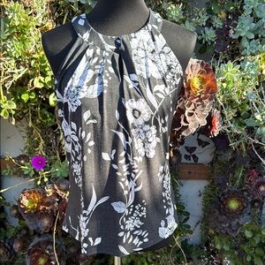 INC International Concepts Black and White Pleated Tank Top